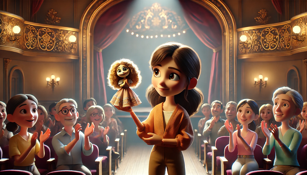 Лина и кукла Марта на сцене