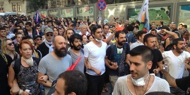 Актеры, среди которых Халит Эргенч, протестуют против застройки парка