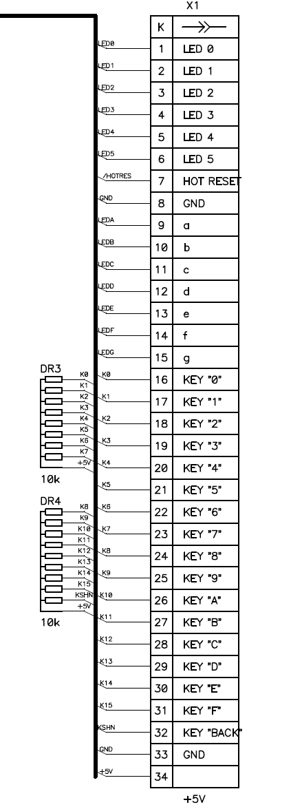 Разъем для подключения интерфейсного блока с индикаторами и клавиатурой "ЮТ-88"