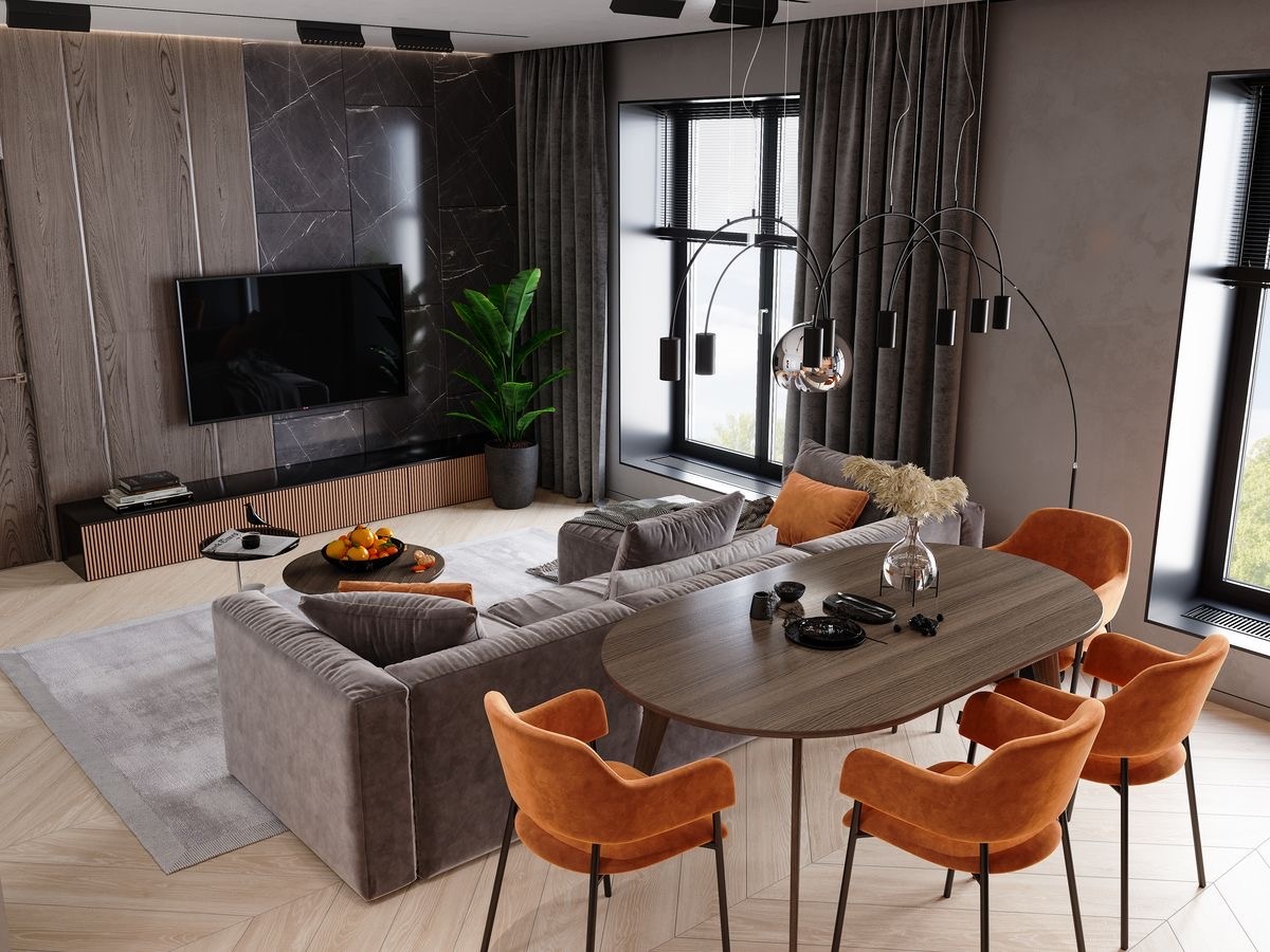 Кухня гостиная в современном стиле 