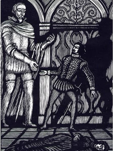 Иллюстрация к трагедии А.С.Пушкина «Дон Гуан». Непосредственно к тексту статьи отношения не имеет. Иллюстрирует слово "Командор" и "Шаги Командора". Взято в интернете в свободном доступе.