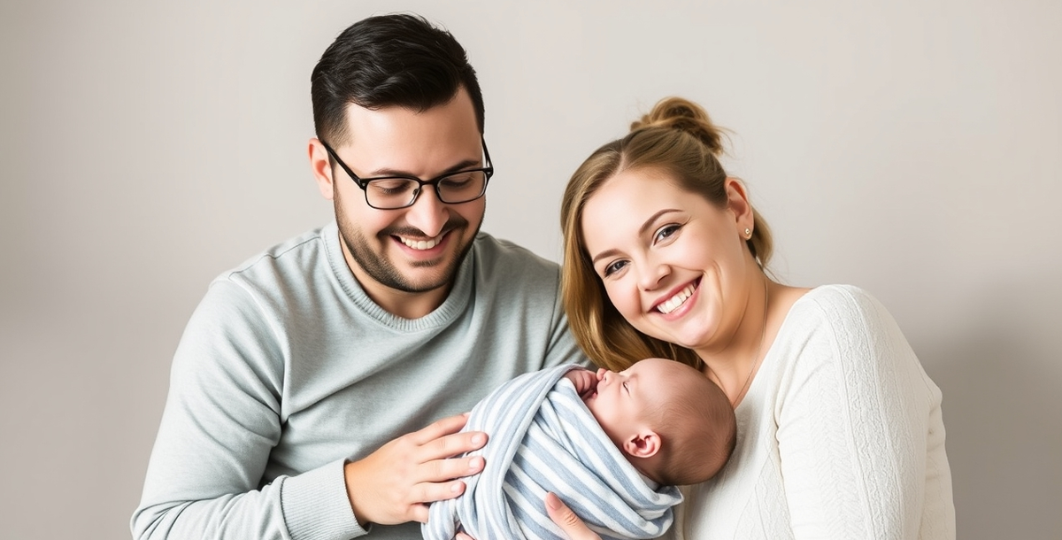 Счастливые родители с их новорожденным — это начало удивительного путешествия.