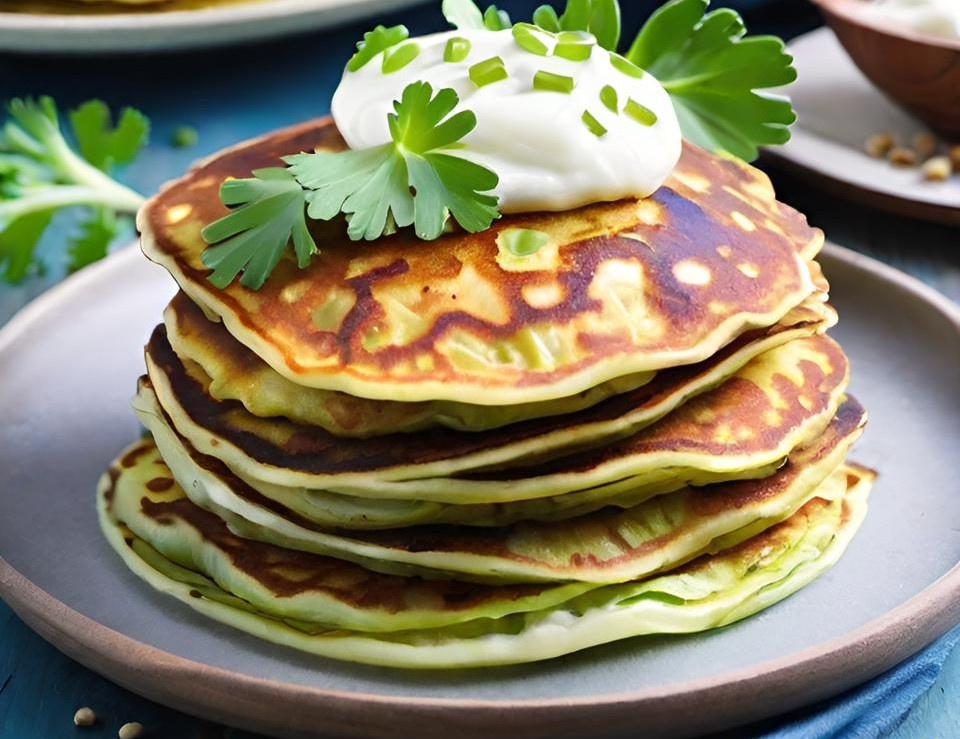 Капустные оладьи на кефире 
