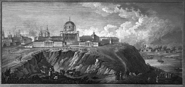 Курский Знаменский монастырь Гравюра А.Ухтомского 1821 года по рисунку И.Рамбауэра