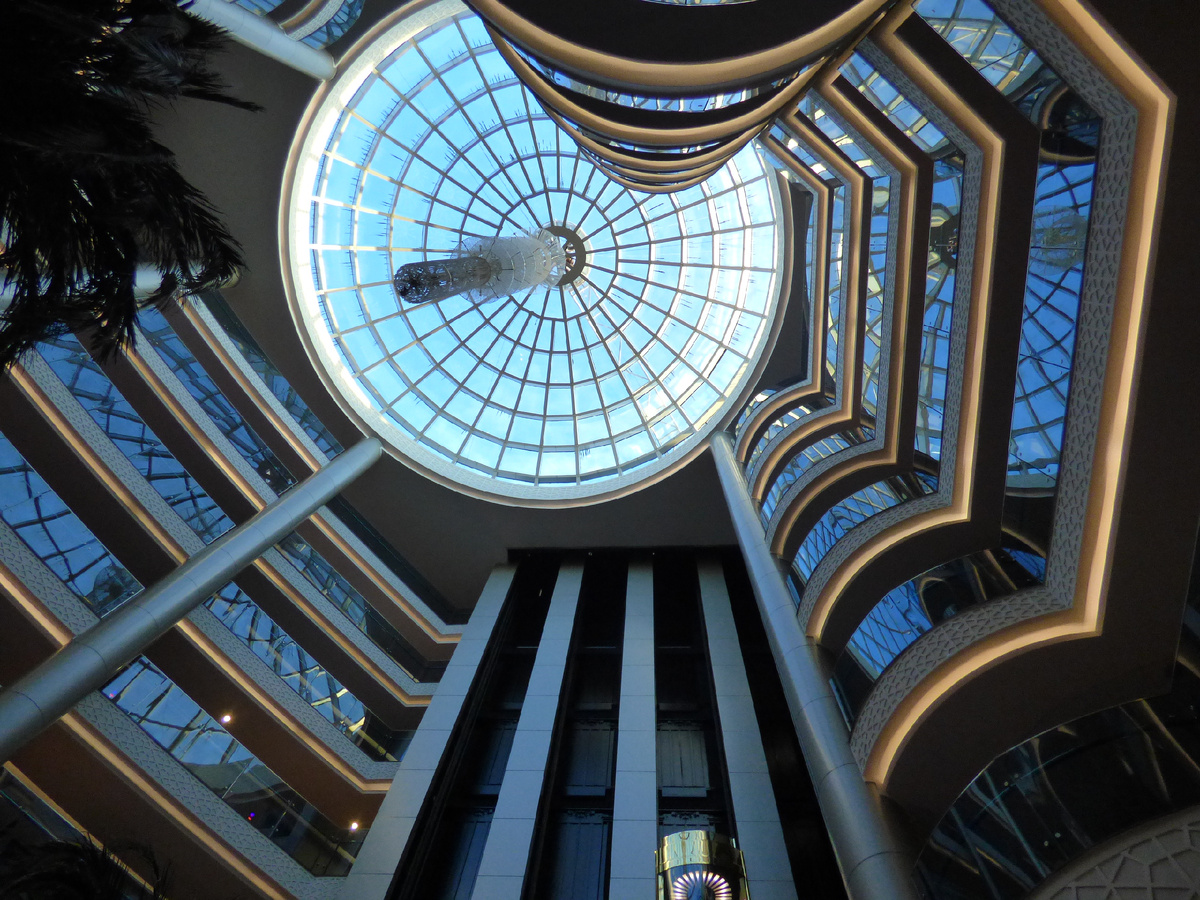 Turkey, Avsallar, Türkler, Lonicera Resort & Spa, reception & three elevators, glass Dome