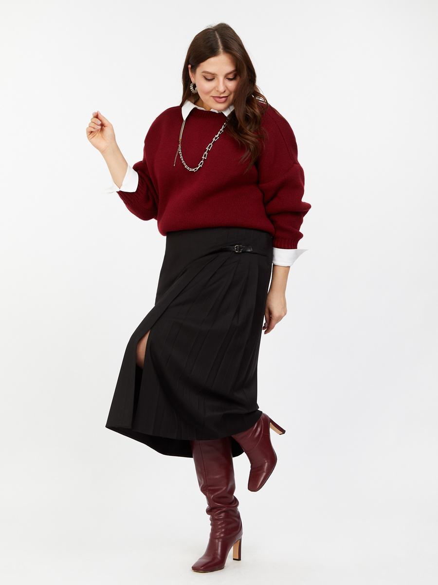 Черная юбка миди со складками