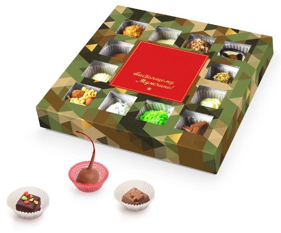 Наборы из конфет и игристого на 23 Февраля в дизайнерских коробках