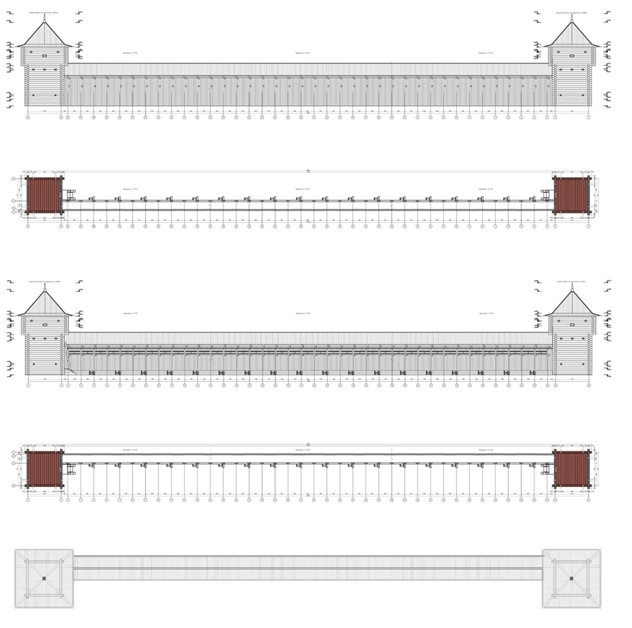 Графические реконструкции восстанавливаемого фрагмента крепости.