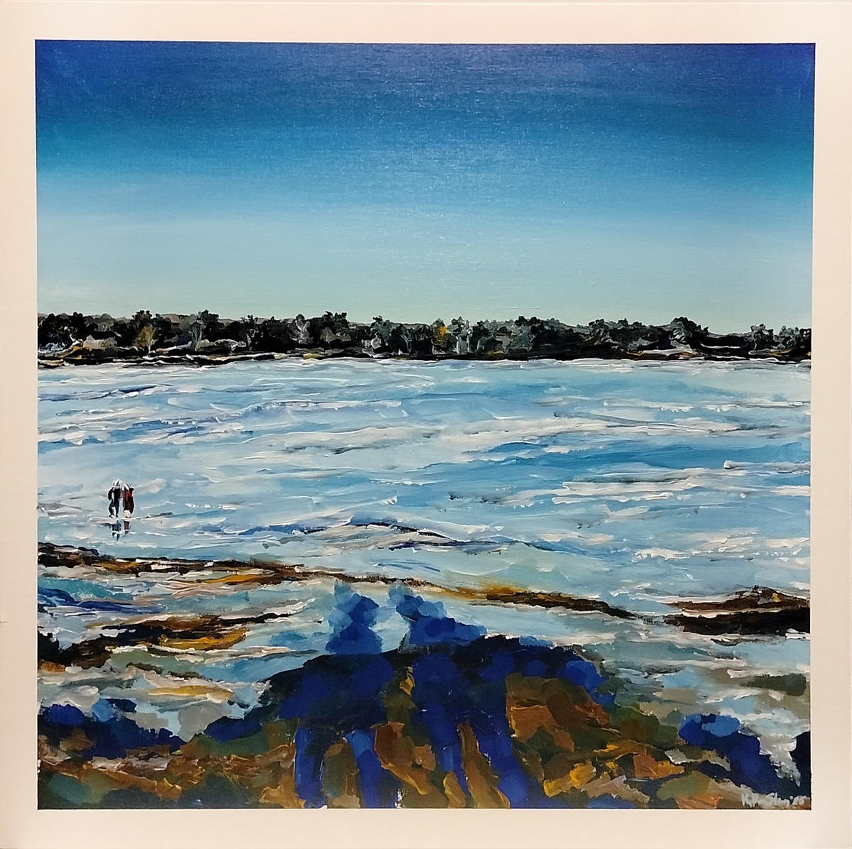 "Прогулка по льду. Первая версия" 60х60, январь 2025 год