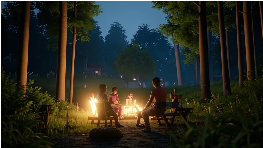 Прекрасные ночные посиделки у костра далеко за полночь!