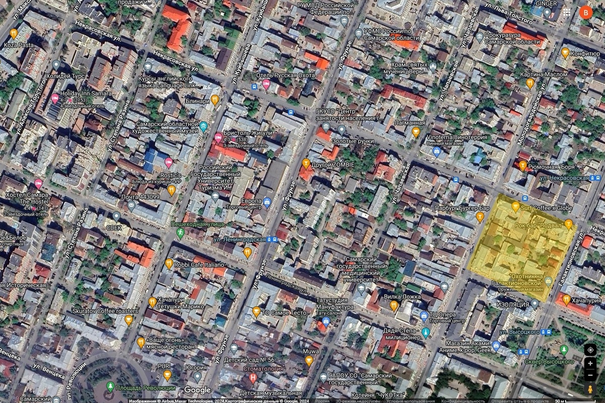Квартал №51 на современной карте Самары