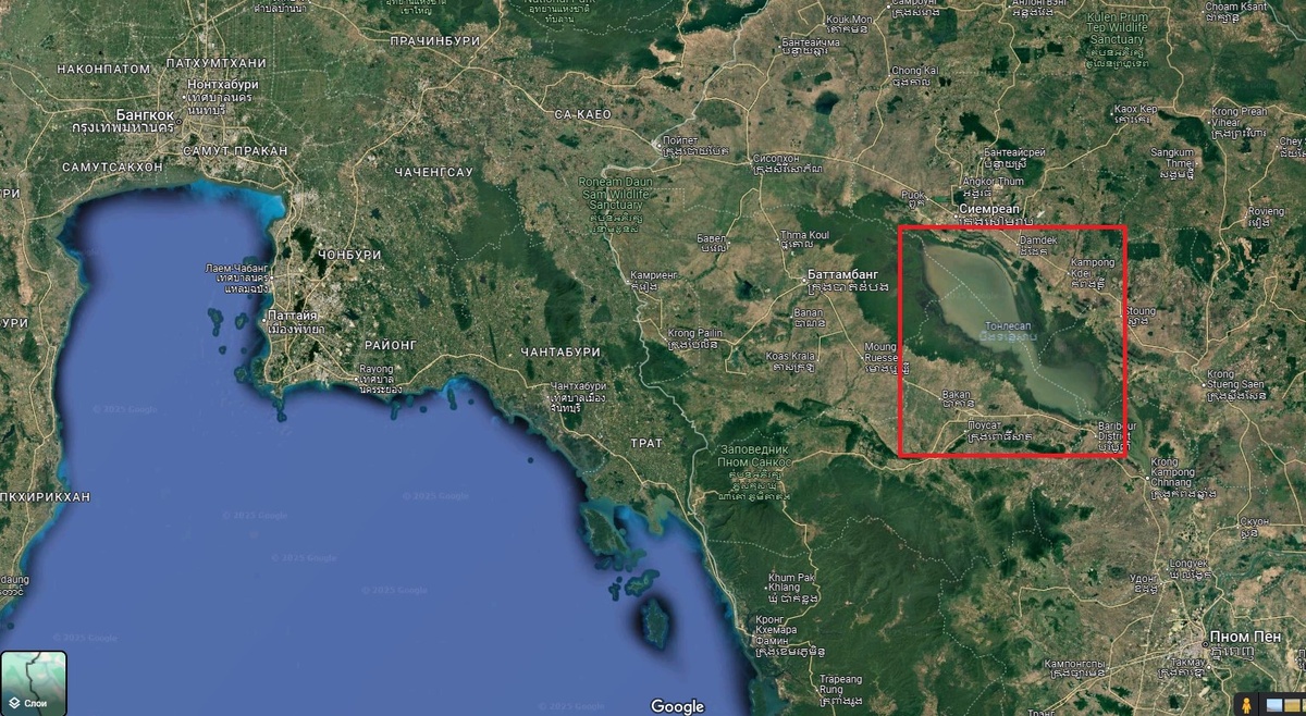 Озеро на карте. Google Maps