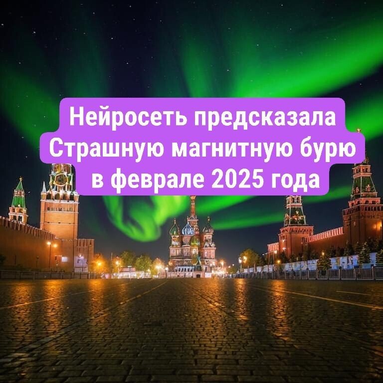 Северное сияние над Москвой уже не редкость. Ожидается в 2025 года по версии нейросети НАСА. 