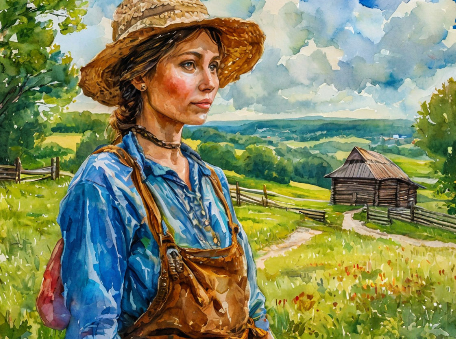 ИИ Шедеврум: Крестьянка в Ясной поляне