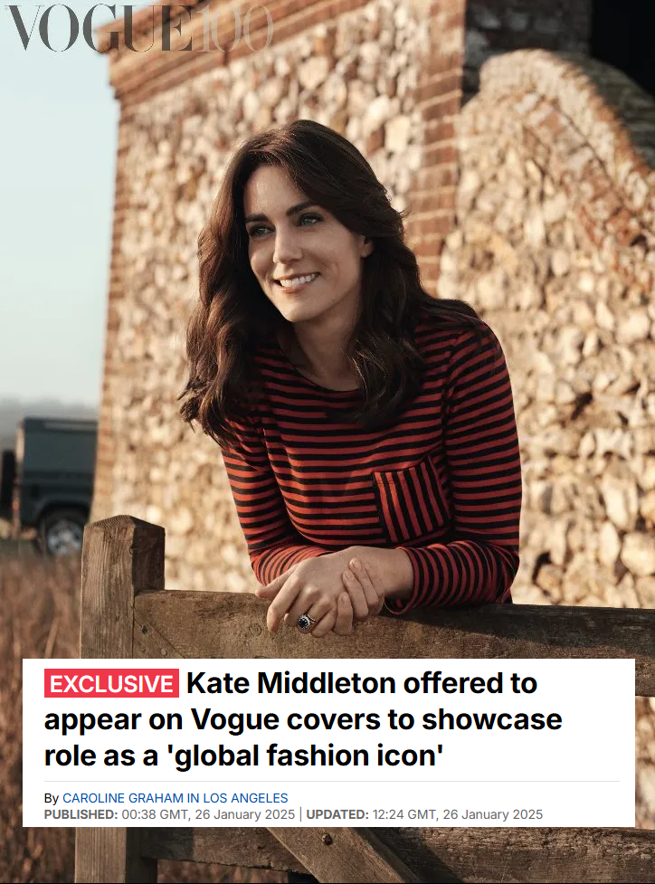 Кейт Миддлтон на обложке Vogue в 2016.