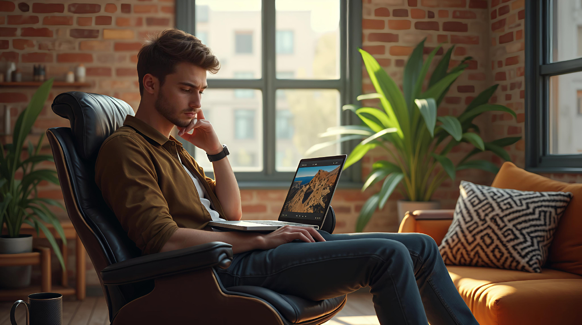 муж листает карту на планшете.