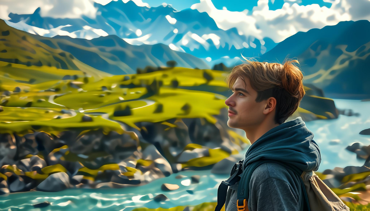 зелёные долины, заснеженные вершины, речки, которые будто сошли с открыток