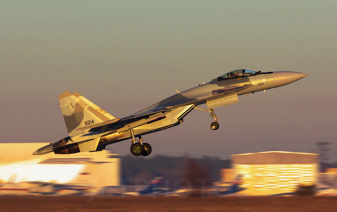 Красивое. Один из 24 истребителей Су-35 из египетской партии. Теперь эти самолёты в равных пропорциях отправились в Алжир и Иран. Фото ОАК