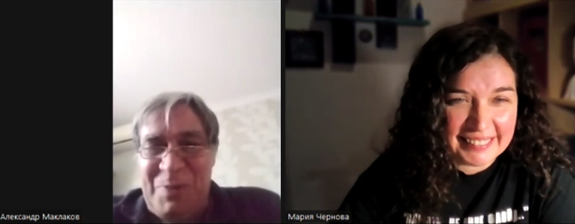 Александр Маклаков и Мария Чернова. Скриншот видеозаписи интервью с А. Маклаковым 04.01.25