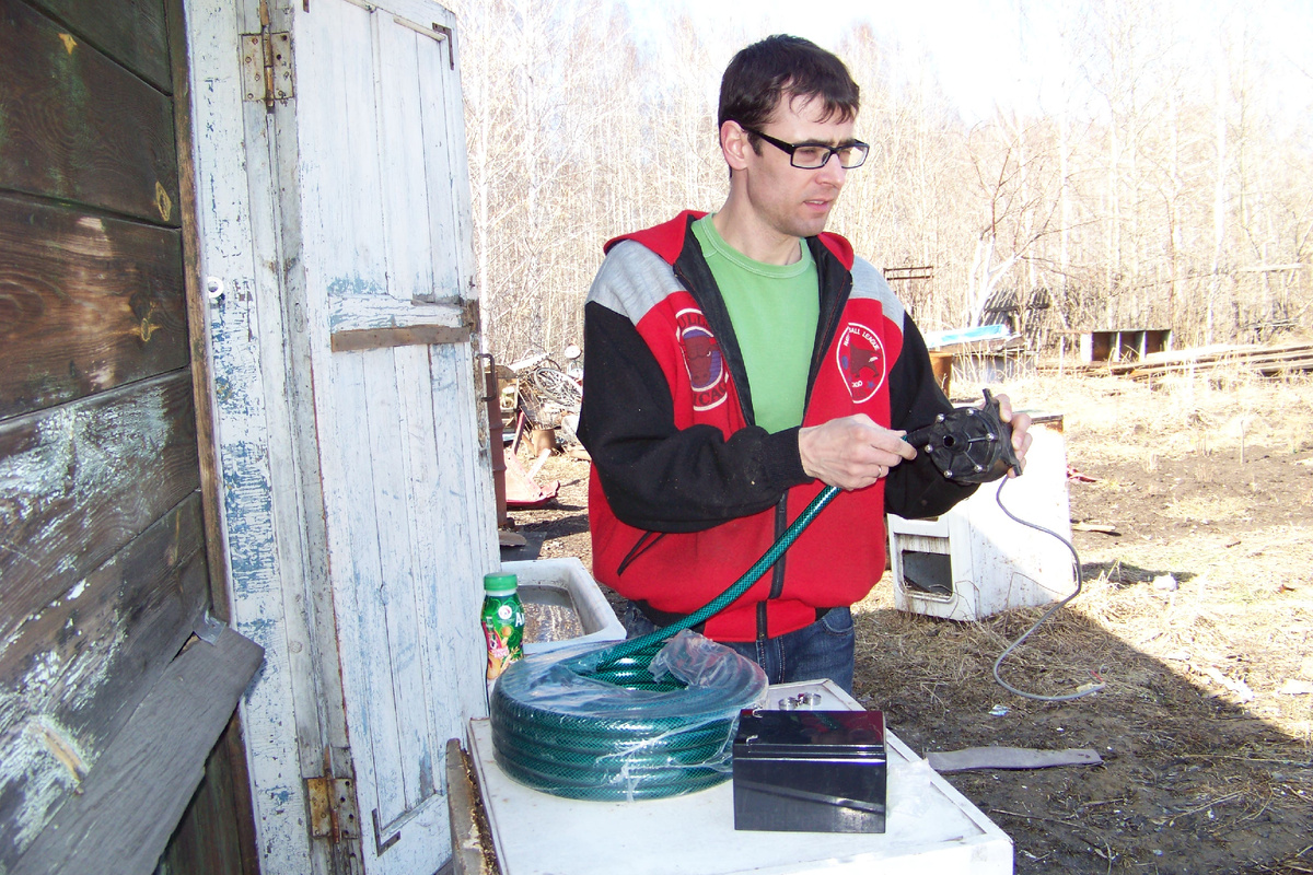 Шланг, помпа и аккумулятор пришли на помощь