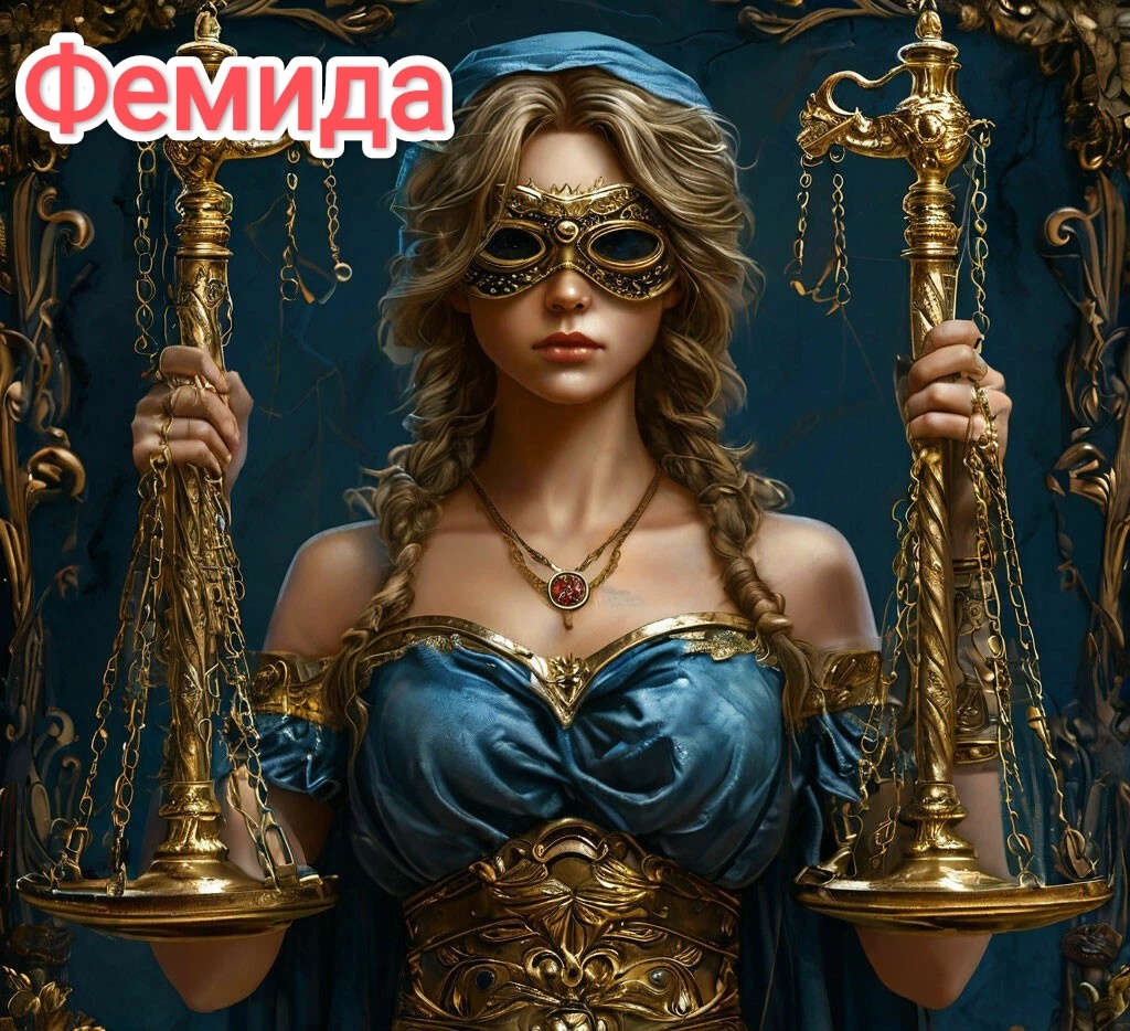 Фемида — это древнегреческая богиня правосудия, символ справедливости и законности. В мифологии она часто изображается с весами в руках, что символизирует взвешивание доказательств и справедливое решение. Фемида также может быть изображена с завязанными глазами, что указывает на беспристрастность и объективность в суде.

Её образ стал важным символом в юридической системе многих стран, олицетворяя идеалы честности, равенства и защиты прав человека. В современном обществе Фемида ассоциируется с правосудием и правовыми институтами, которые стремятся обеспечить соблюдение законов и защиту прав граждан.

Фемида напоминает нам о важности справедливости в обществе и необходимости защищать права каждого человека, независимо от его статуса или положения... 
