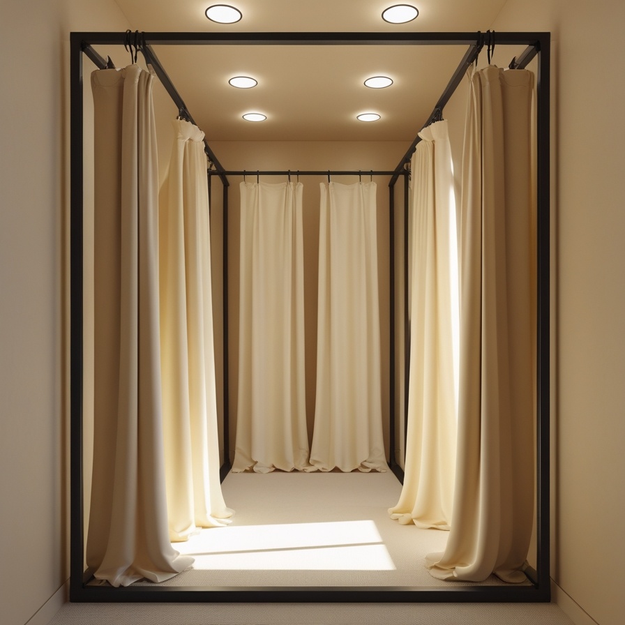 Яркая примерочная на металлической конструкции