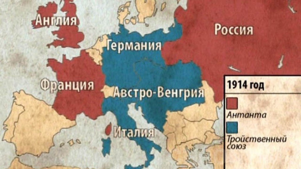 В 1914 году карта союзников выглядела так.