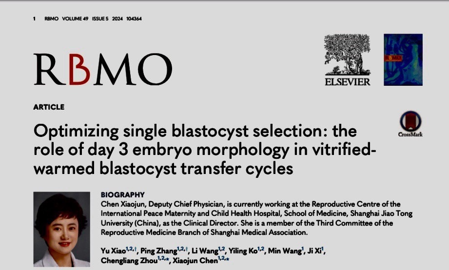 Yu Xiao, Ping Zhang, Li Wang, Yiling Ko, Min Wang, Ji Xi, Chengliang Zhou, Xiaojun Chen. Optimizing single blastocyst selection: the role of day 3 embryo morphology in vitrified-warmed blastocyst transfer cycles. Reprod Biomed Online
. 2024 Nov;49(5):104364. doi: 10.1016/j.rbmo.2024.104364. Epub 2024 Jul 14. PMID: 39278124 DOI: 10.1016/j.rbmo.2024.104364