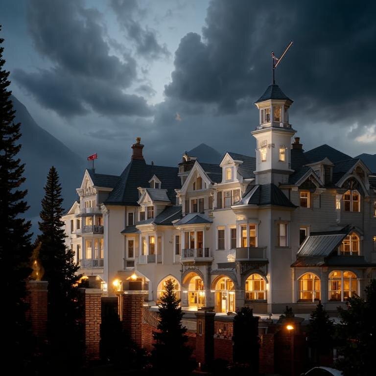 Исторический отель Стэнли в лучах заходящего солнца