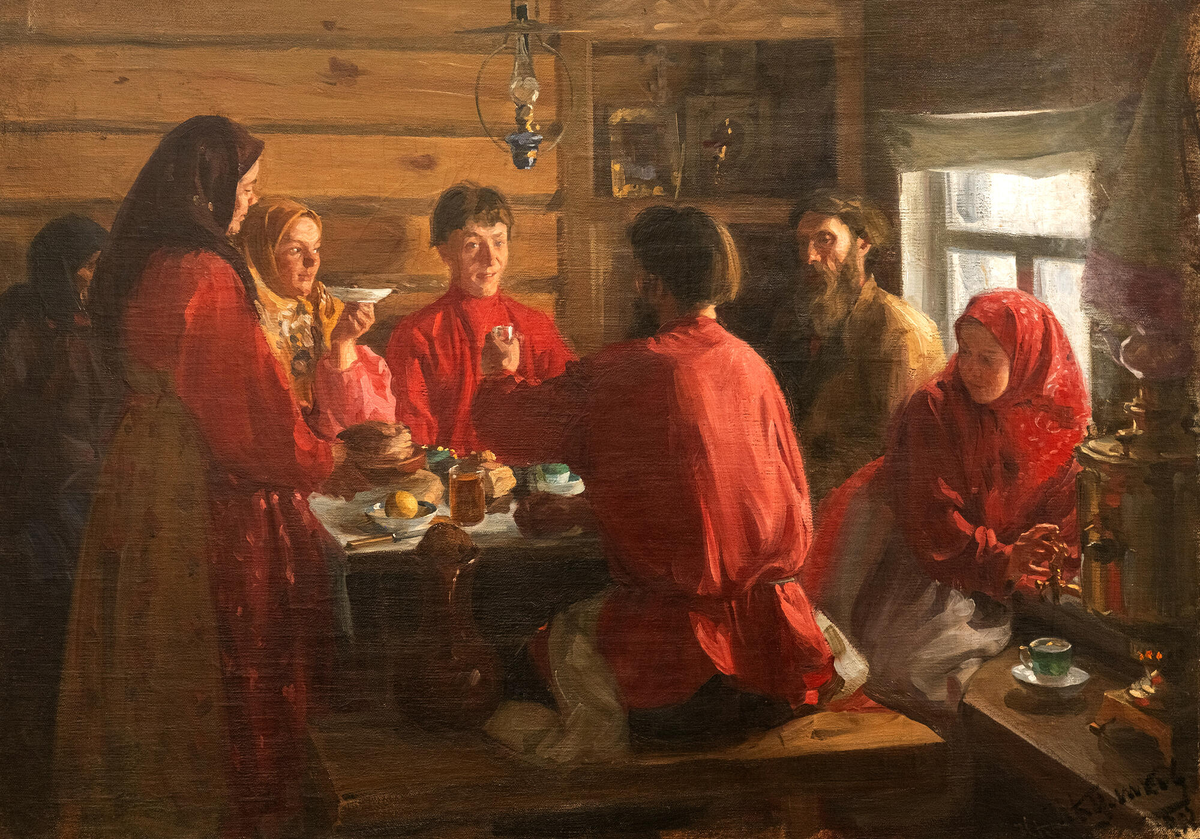 Иван Куликов. В крестьянской избе (фрагмент). 1902. 