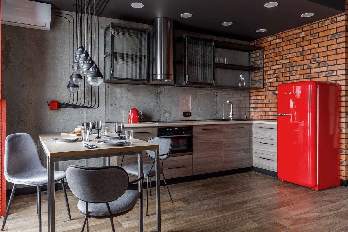 Кухня в современном стиле лофт (фото: divan.ru)