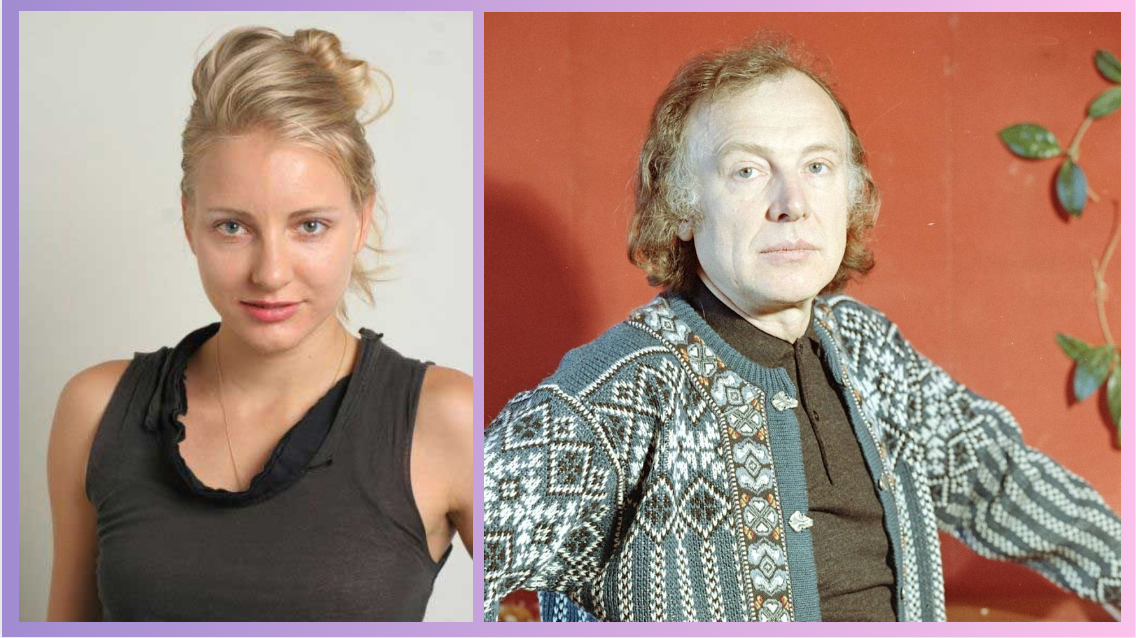 Анастасия Смоктуновская/ фото https://www.kino-teatr.ru и ее дед Иннокентий/ фото https://www.vokrug.tv/