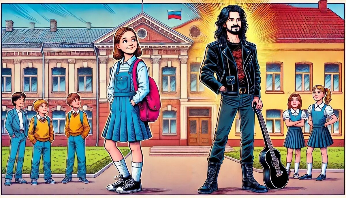 Этот молодой человек - рок-музыкант. А ещё, он мой старший брат. Все думали, что он - мой отец. А мои настоящие родители - мои бабушка и дедушка. Никто тогда не знал настоящего. А мне было стыдно за моих возрастных родителей. 