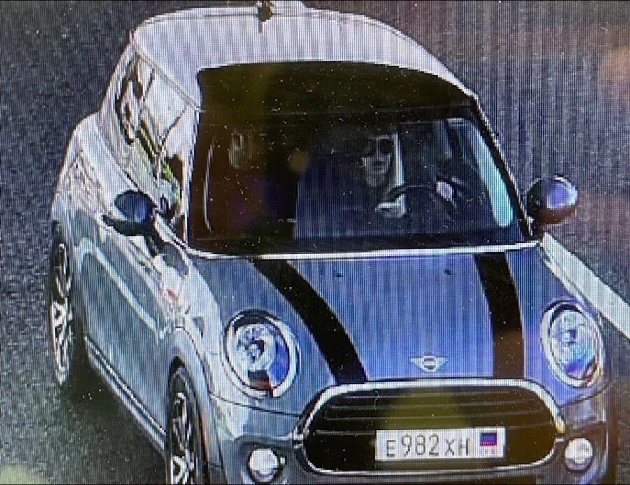    Автомобиль «Mini Cooper», в котором, по версии ФСБ РФ, находятся главные подозреваемые по делу об убийстве Дарьи Дугиной граждане Украины Наталья Вовк и Богдан Цыганенко / Источник: © ФСБ РФ/РИА Новости