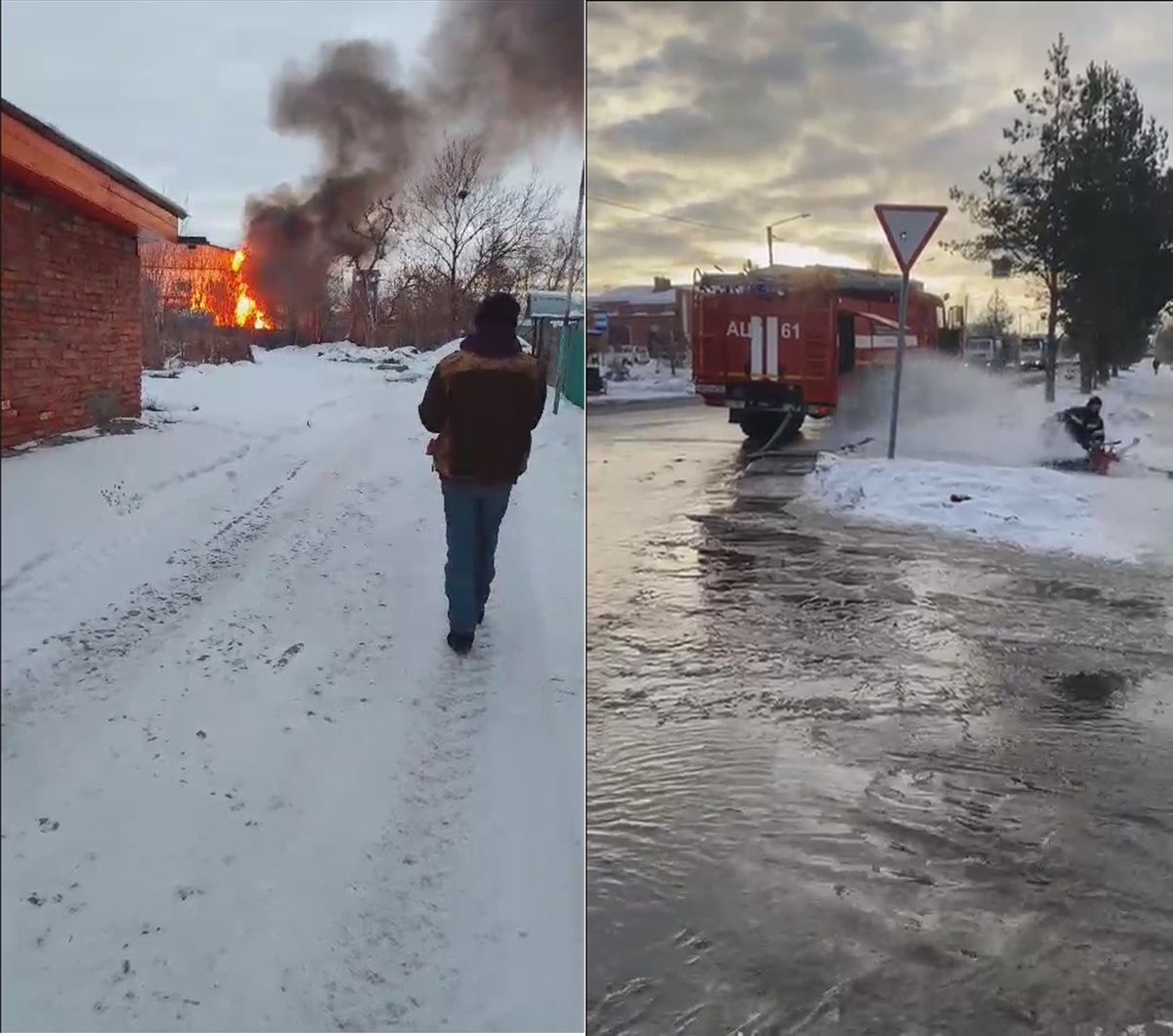 Пожарка горит, в которой нету воды. И в городе тоже вфонтан из гидранта.