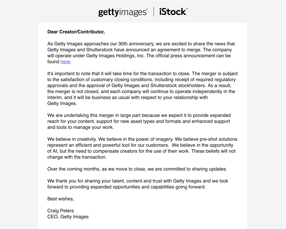 текст письма-ведомления от GettyImages