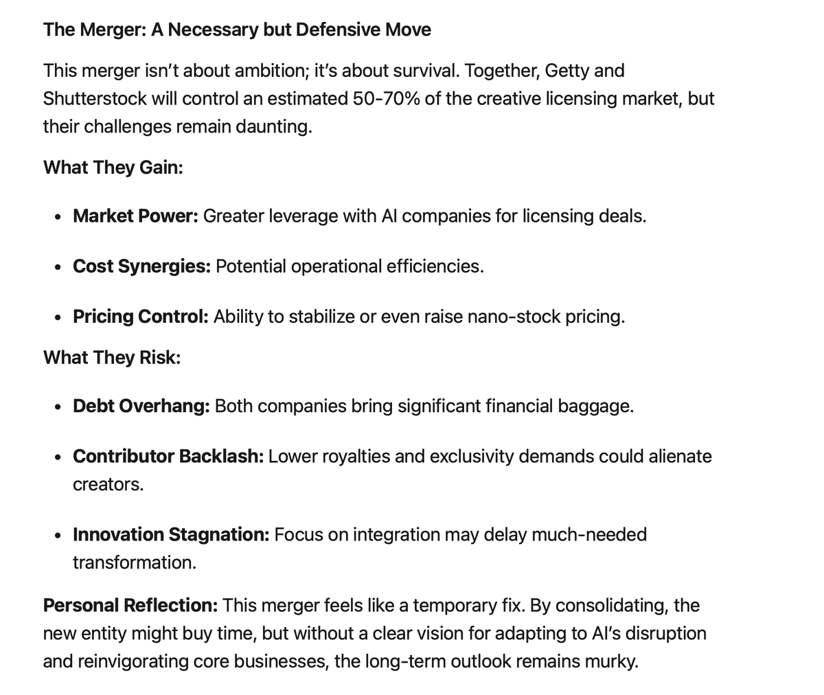заключения из статьи https://www.linkedin.com/pulse/getty-images-shutterstock-merger-tale-consolidation-age-vadym-nekhai-gdauf