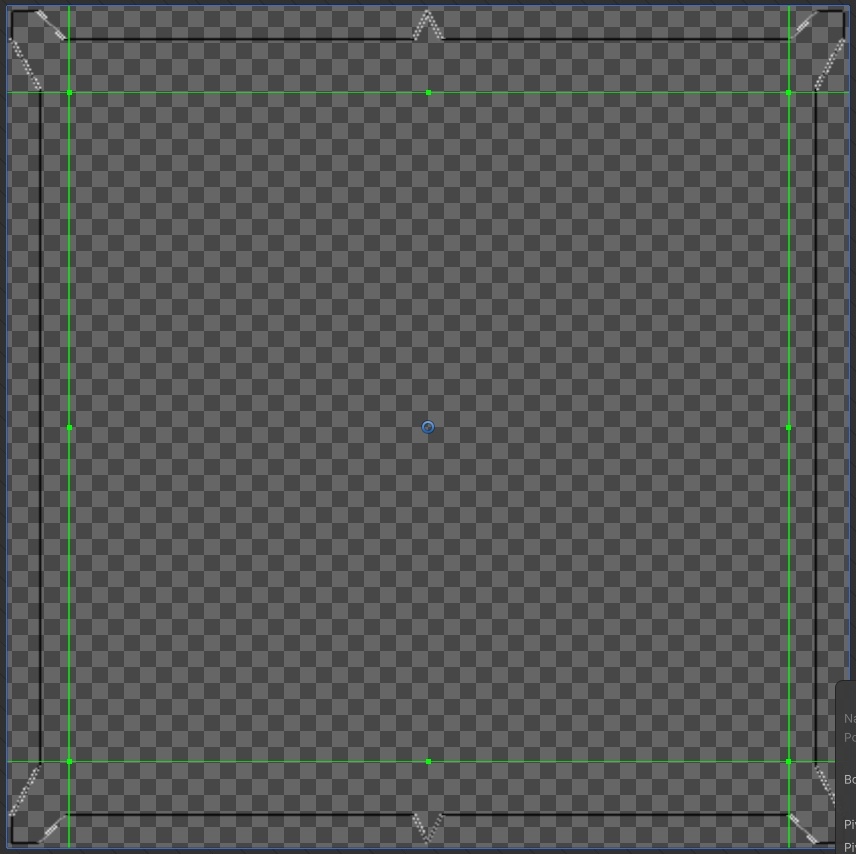 Зелёные линии разделяют спрайт на углы, границы и центр
