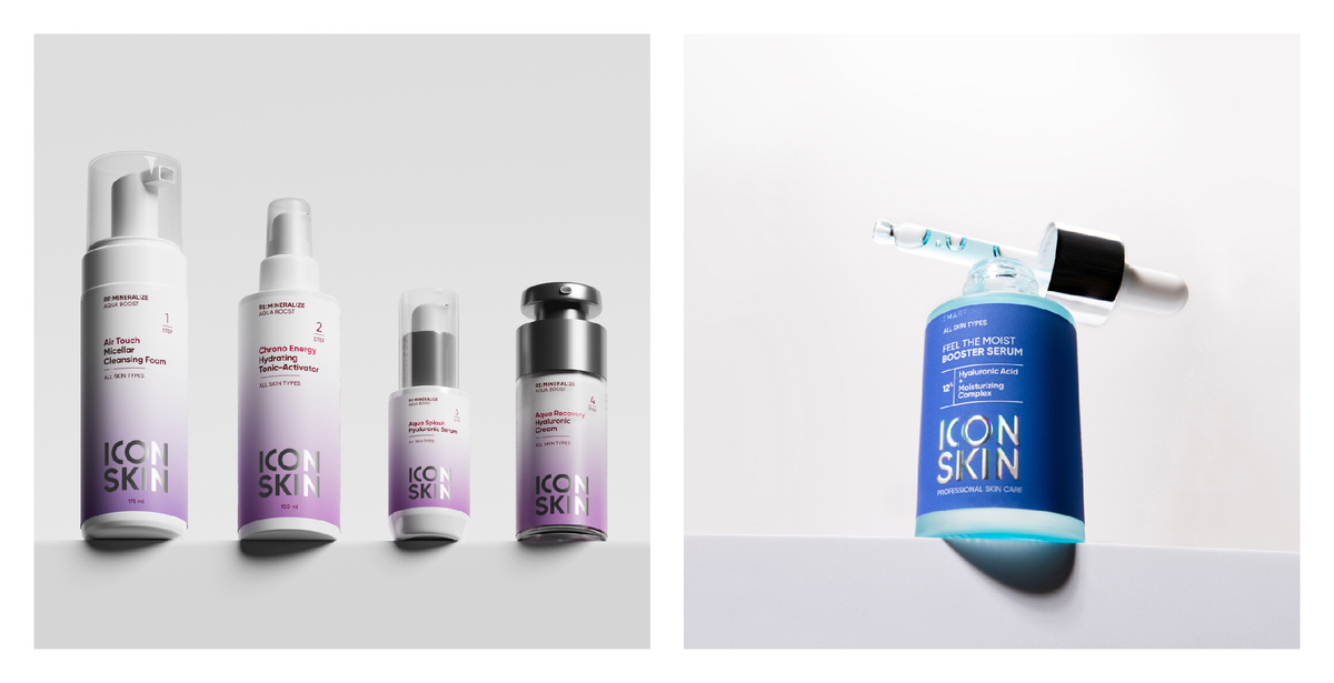 ICON SKIN Средства содержат 3D-гиалуроновую кислоту для увлажнения кожи на всех уровнях