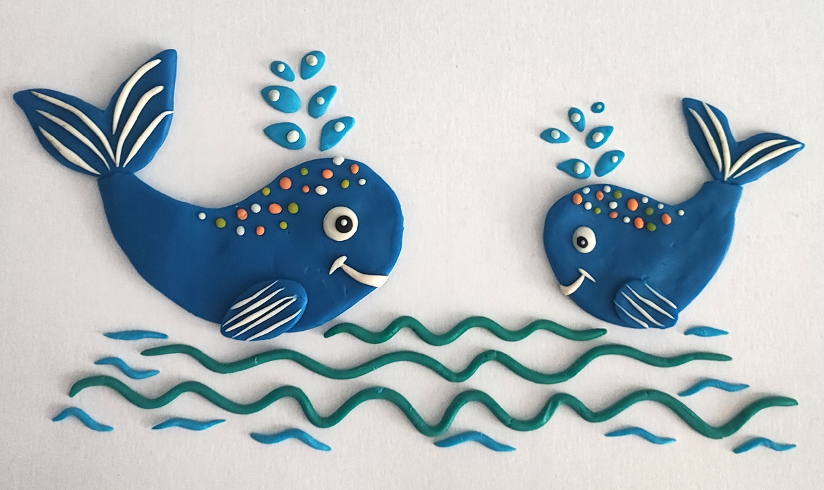 Готовый вариант аппликации из пластилина на картоне на канале Лепим с Таней 