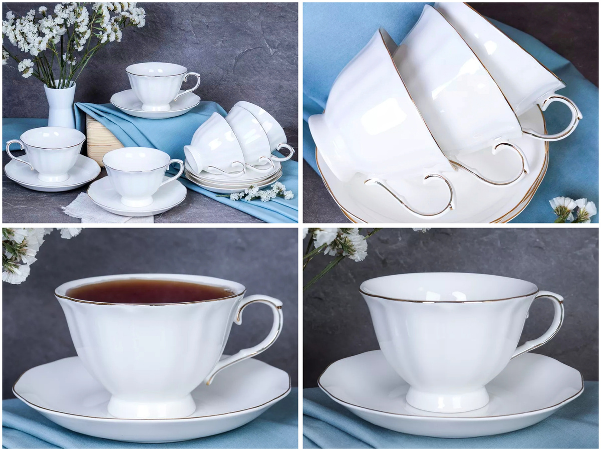 Посуда с Вайлдберриз, белый чайный сервиз 