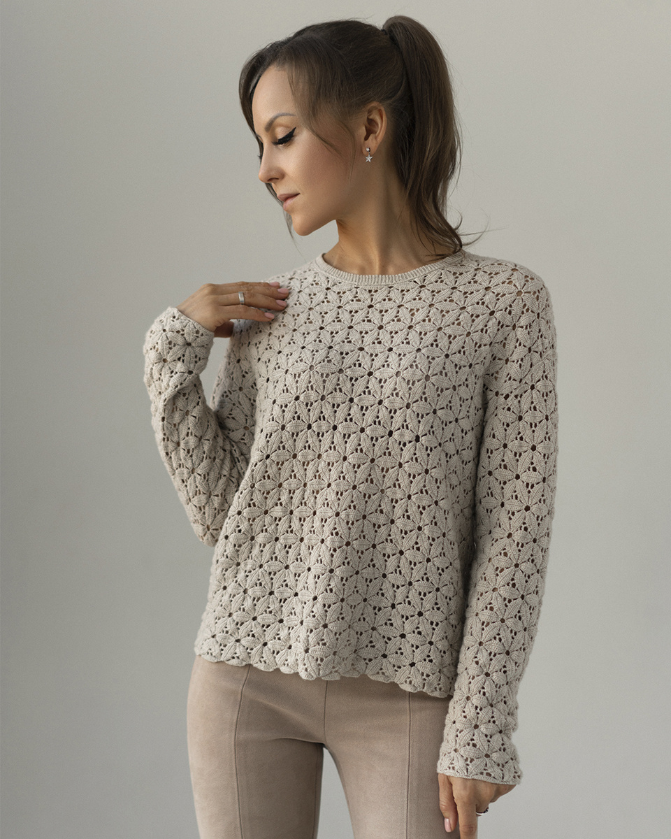 Джемпер Цветы из мериноса Cashwool фирмы Zegna Baruffa