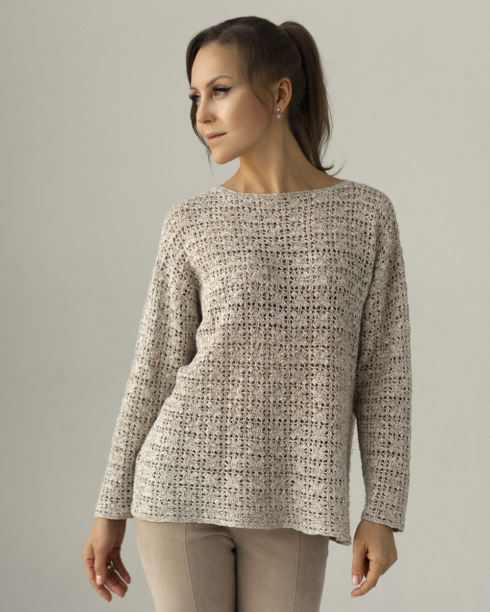 Джемпер из крапивы и прижи с пайетками Diamante фирмы Lana Grossa