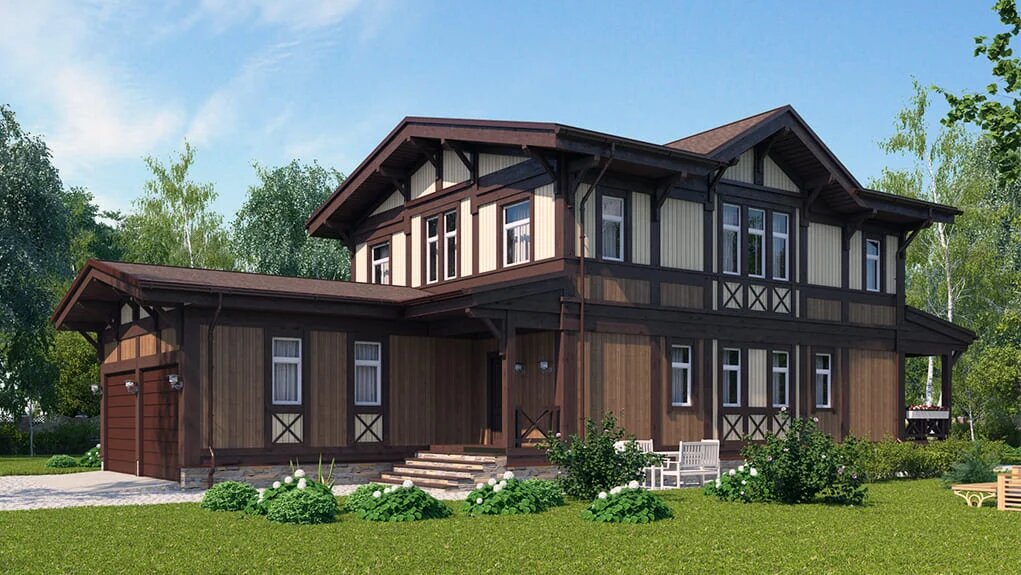 Двухэтажный загородный дом по проекту "Асель" компании NATURI