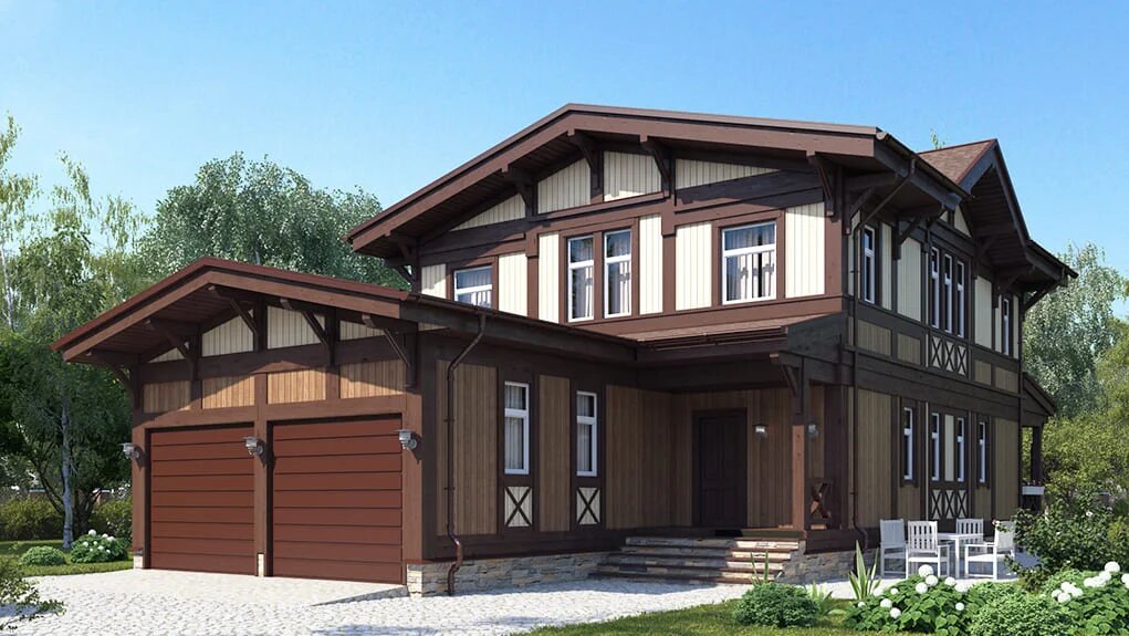 Внешнее оформление деревянного дома "Асель" компании NATURI