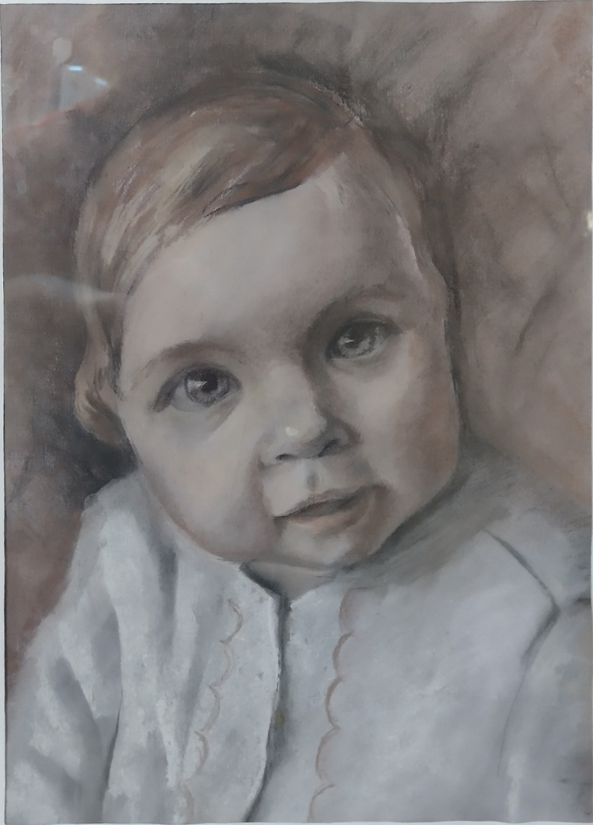 Портрет дочери. 
Соус, тонированная бумага. 