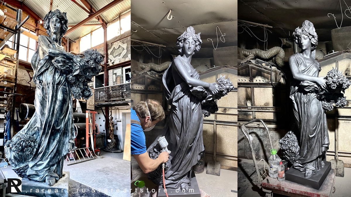 Тонирование статуи и нанесение защитного слоя в мастерской rareart.ru