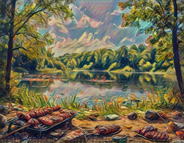 На берегу были разбросаны остатки шашлыка, консервные банки, мусор...