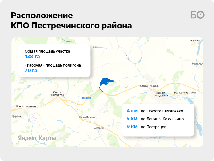    Комплекс по переработке отходов площадью 138 га расположится между Ленино-Кокушкинским и Шигалеевским сельскими поселениями, вдоль трассы Казань – Шемордан.   
Фото: «БИЗНЕС Online»