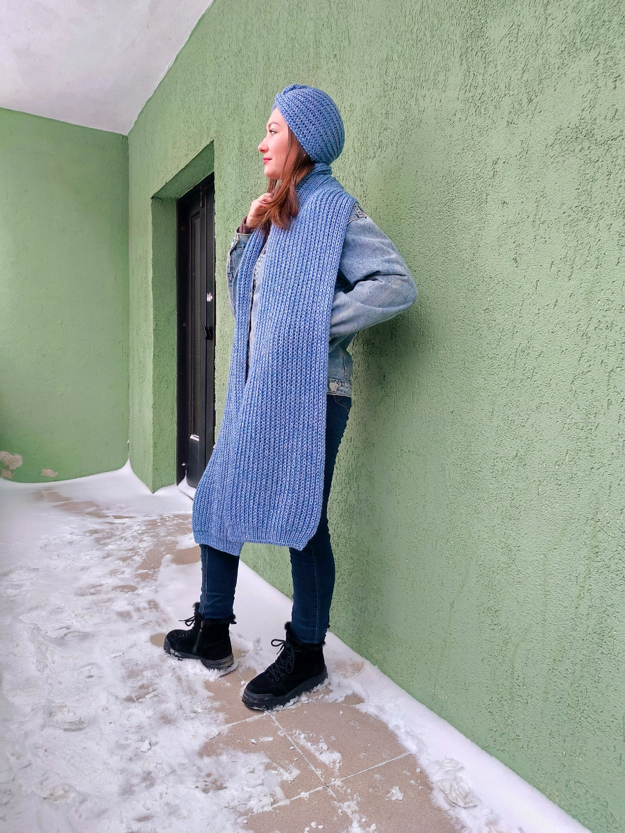 Шарф английской резинкой связан на Ивушке